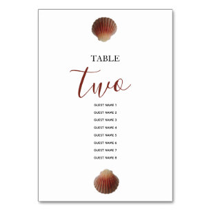 Numeração De Mesa Beach Seashell Clams Casando Nomes de Convidado