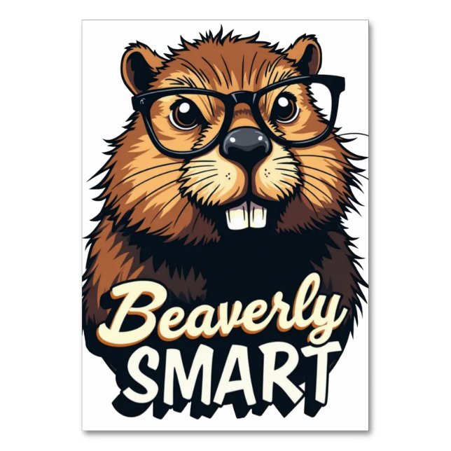 Numeração De Mesa Beaverly Smart - Castor Engraçado com Gráfico de Ó (Frente)