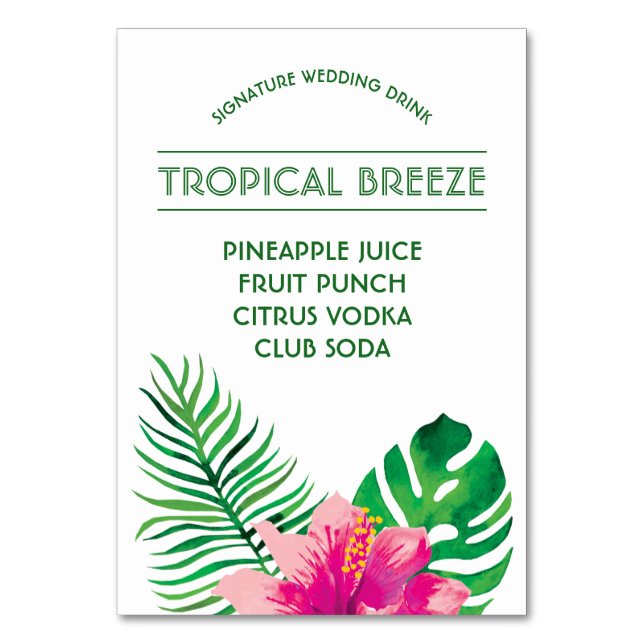 Numeração De Mesa Bebida de Assinatura de Hibiscus Rosa (Frente)