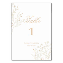 Numeração De Mesa Beige Corner Floral Boho Wedding