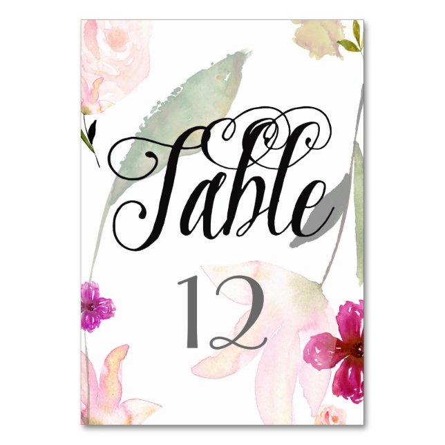 Numeração De Mesa Bela Aquarela Número da Mesa Floral (Frente)