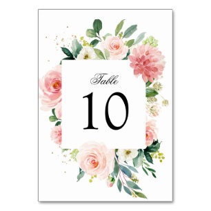 Numeração De Mesa Bela Floral Botânica Rosa Pastel Casamento
