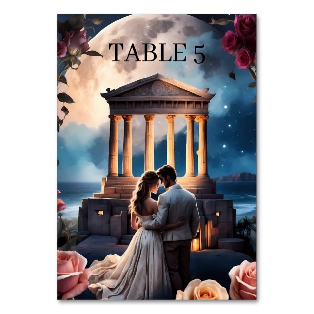 Numeração De Mesa Bela Noiva & Noivo em Pé à Beira-Mar  (Verso)