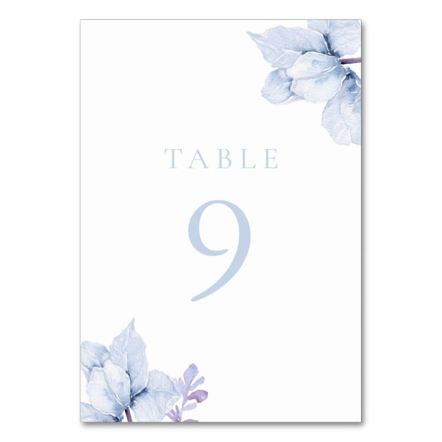 Numeração De Mesa Belo Casamento Floral Azul de Legância (Frente)