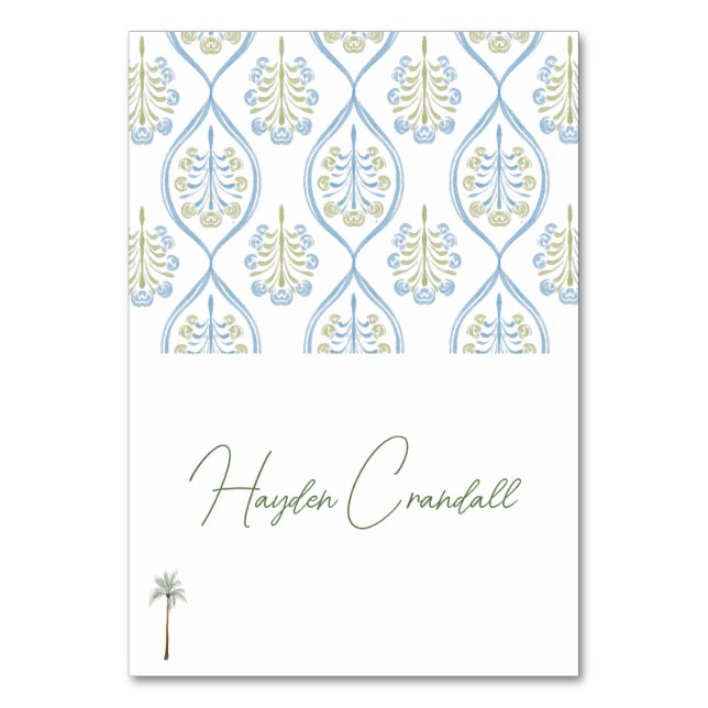 Numeração De Mesa Bespoke Blue and Green Wedding Palm Tree (Frente)
