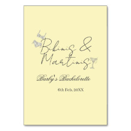 Numeração De Mesa Bikins & Martinis bachelorette party yellow retro