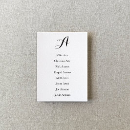 Numeração De Mesa Black and White Script Table Seating Chart Card