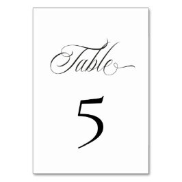 Numeração De Mesa Black and White Table Number Card