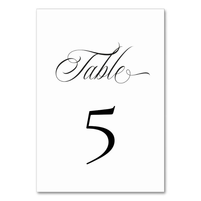 Numeração De Mesa Black and White Table Number Card (Frente)