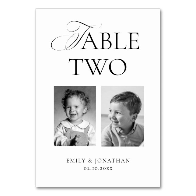 Numeração De Mesa Black and White Wedding Photo  (Frente)