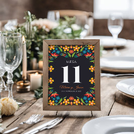Numeração De Mesa Black Floral Colorful Botanical Spanish Wedding