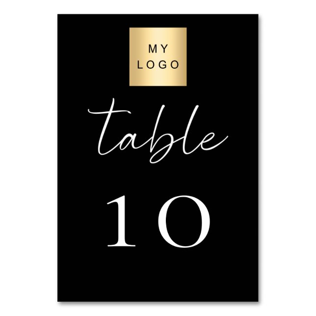 Numeração De Mesa Black white business logo table number (Frente)