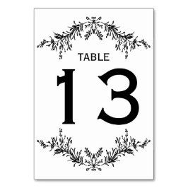 Numeração De Mesa Black White Floral Line Art | Table Number