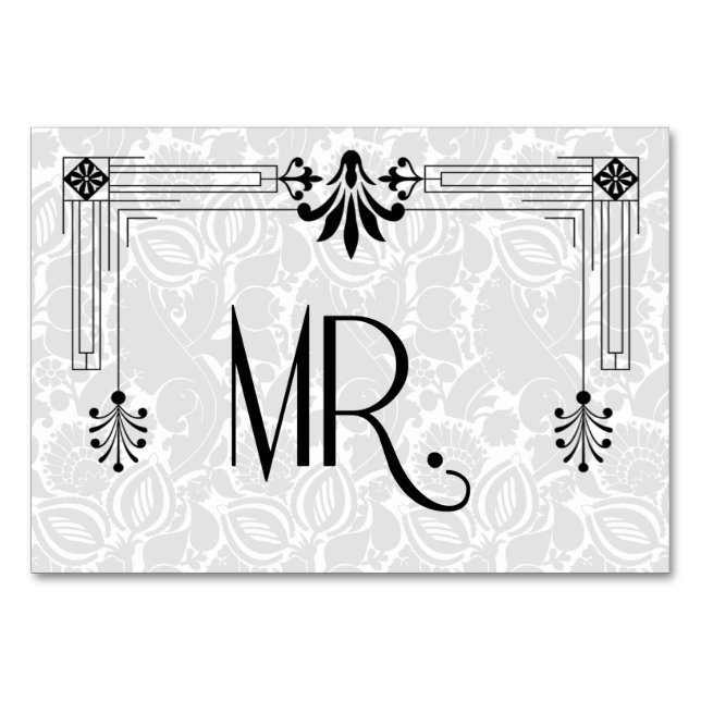 Numeração De Mesa Black White Roaring 20s Art Deco Wedding Mr. (Frente)