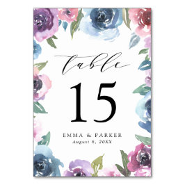 Numeração De Mesa Blooms à meia-noite | Casamento Floral Roxo e Azul