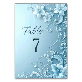 Numeração De Mesa Blue Decorative Floral Table Number