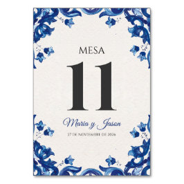 Numeração De Mesa Blue Floral Elegant Fiesta Spanish Wedding