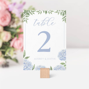 Numeração De Mesa Blue Hydrangea Watercolor Floral Personalizado