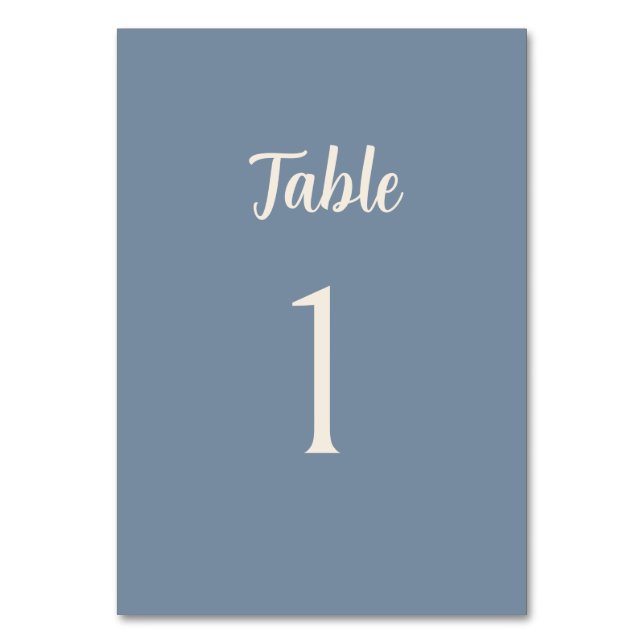 Numeração De Mesa Blue Periwinkle Minimalist Wedding Table Number  (Frente)