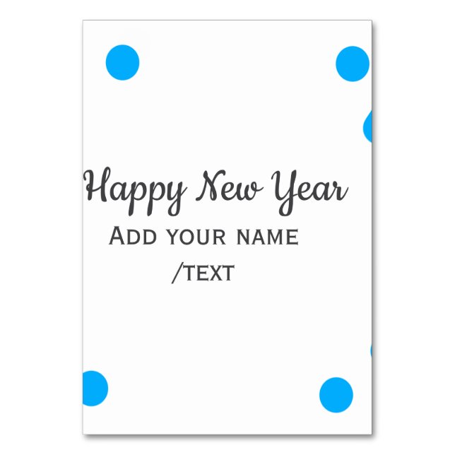 Numeração De Mesa Blue polkadots happy new year add name messasimple (Frente)