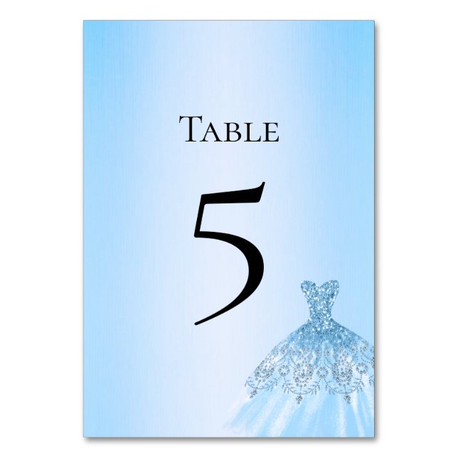 Numeração De Mesa Blue Quinceanera Table Number Card (Frente)