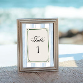 Numeração De Mesa Blue Stripes Coastal Vintage Beach Retro Wedding