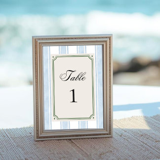 Numeração De Mesa Blue Stripes Coastal Vintage Beach Retro Wedding