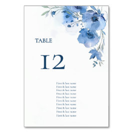 Numeração De Mesa Blue Watercolor Flowers Seating Chart