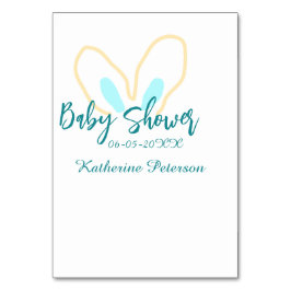 Numeração De Mesa Blue yellow baby shower name date animal ear cute 