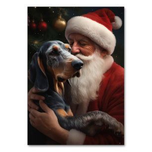 Numeração De Mesa Bluetick Coonhound com Papai Noel Natal