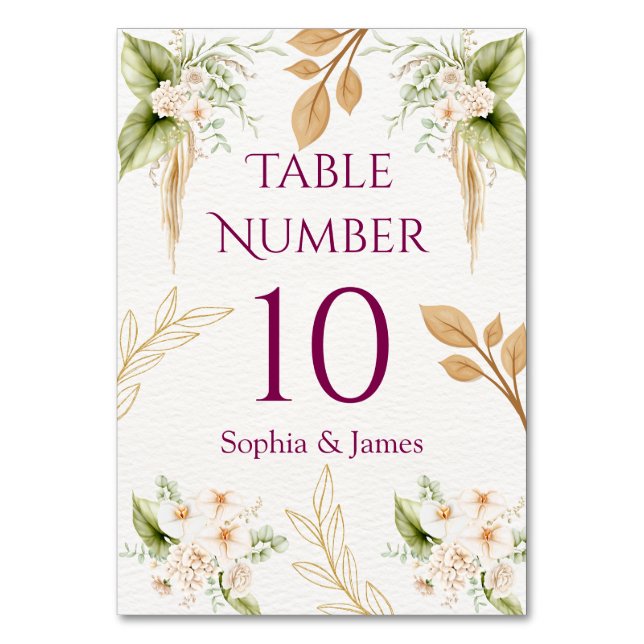 Numeração De Mesa Blush Floral Gold Geometric wedding (Frente)