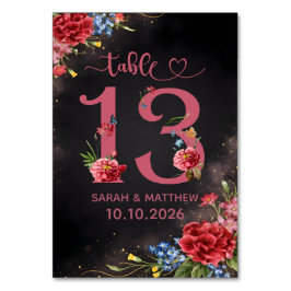 Numeração De Mesa Blush Floral Wedding Table Number 13 Card