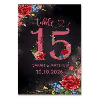 Numeração De Mesa Blush Floral Wedding Table Number 15 Card