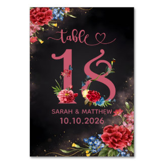 Numeração De Mesa Blush Floral Wedding Table Number 18 Card