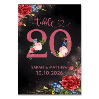 Numeração De Mesa Blush Floral Wedding Table Number 20 Card