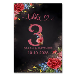 Numeração De Mesa Blush Floral Wedding Table Number 3 Card