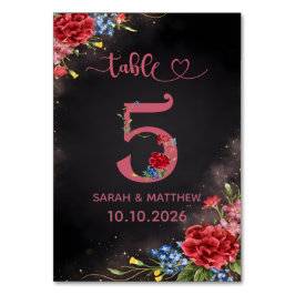 Numeração De Mesa Blush Floral Wedding Table Number 5 Card