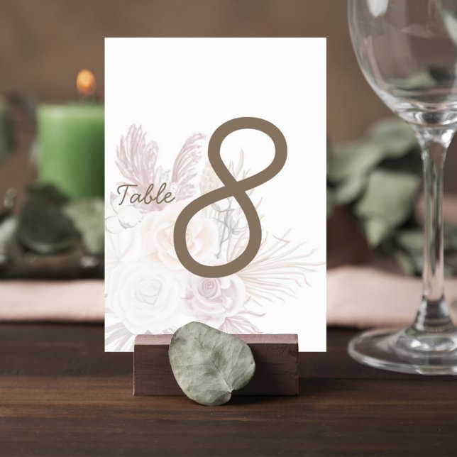Numeração De Mesa Blush Pampas Grass Wedding Table Number Card (Criador carregado)
