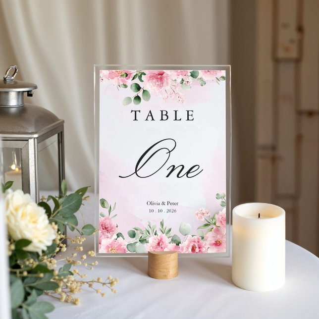 Numeração De Mesa Blush Pink Floral Wedding Table Number (Criador carregado)
