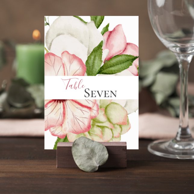 Numeração De Mesa Blush Pink Floral Wedding Table Number Card (Criador carregado)