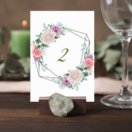 Numeração De Mesa Blush Pink Floral Wedding Table Number Card