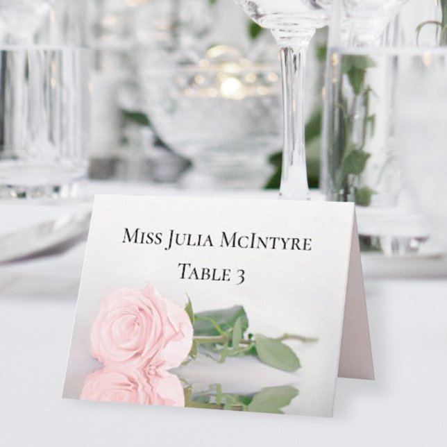 Numeração De Mesa Blush Pink Rose Wedding DIY Fold Place Card (Criador carregado)