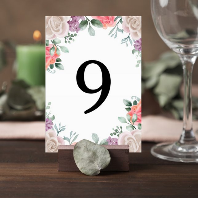 Numeração De Mesa Blush Pink Rose Wedding Table Number Card (Criador carregado)