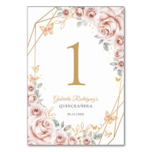 Blush Rosa Dourado Floral Quinceanera