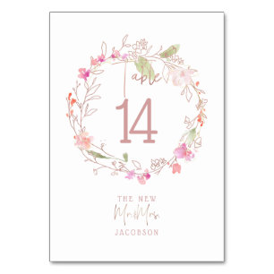 Numeração De Mesa Blushing Romance, Sweetpeas Floral Wreath