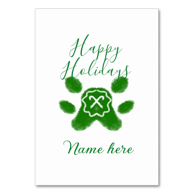 Numeração De Mesa Boas festas, animais de estimação de cães verdes e (Frente)