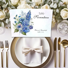 Numeração De Mesa Bohemian Blue-Violet Floral Wide Wedding
