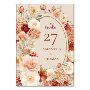 Numeração De Mesa Bohemian color fall floral sage rusty colorido