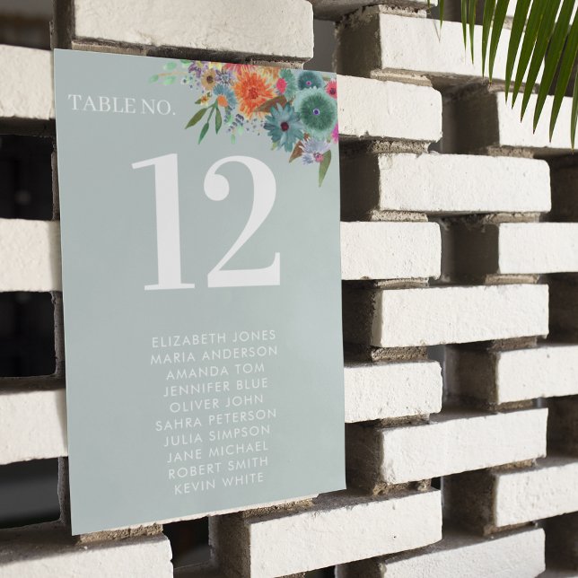 Numeração De Mesa Bohemian Garden Light Blue Boho Wildflower (Criador carregado)