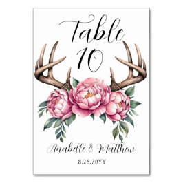 Numeração De Mesa Boho Antler com Casamento de Peões Rosa